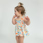 RUFFLE STRAP SMOCKED TOP AND DIAPER COVER - FLOWER CART