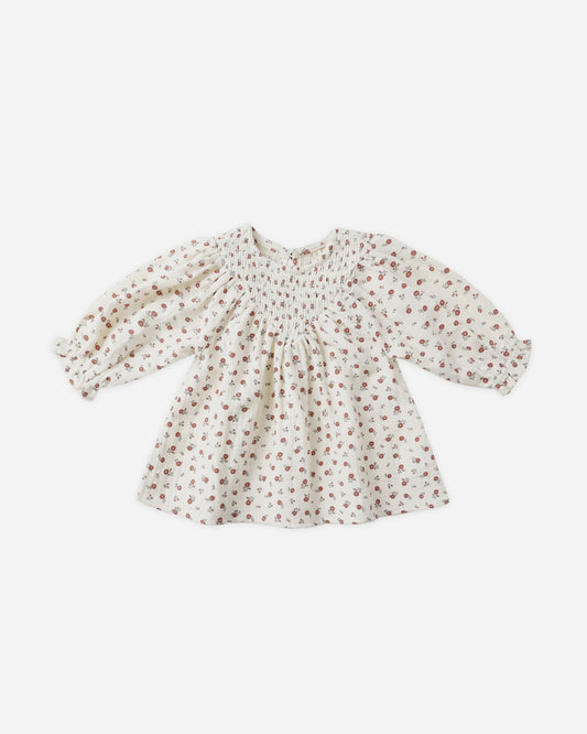 V Smocked Dress- Winter Ditsy