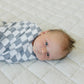 Dusty Blue Waved Checker Muslin Swaddle Blanket