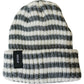 Grey and White Stripe Chunky Knit Beanie