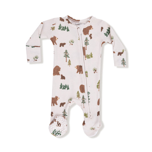 Sweet Brown Bears Two Way Zipper Footie