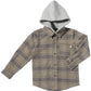 Erin Hooded Shirt- Beige Plaid