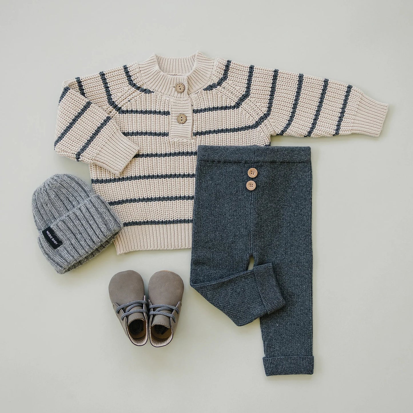 Charcoal Striped Button Sweater