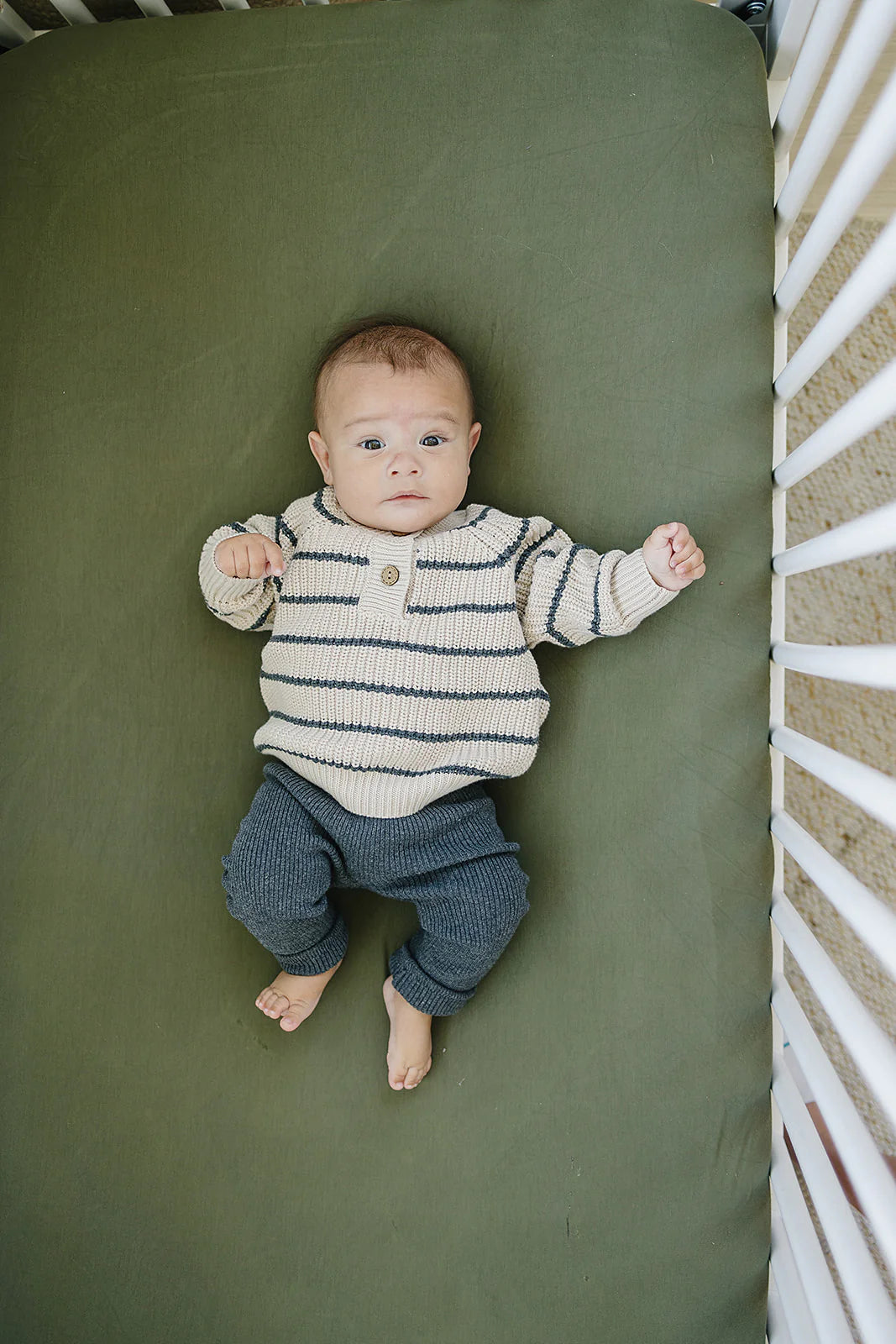 Charcoal Striped Button Sweater