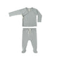 Wrap Top + Footed Pant Set || Steel Blue- Newborn