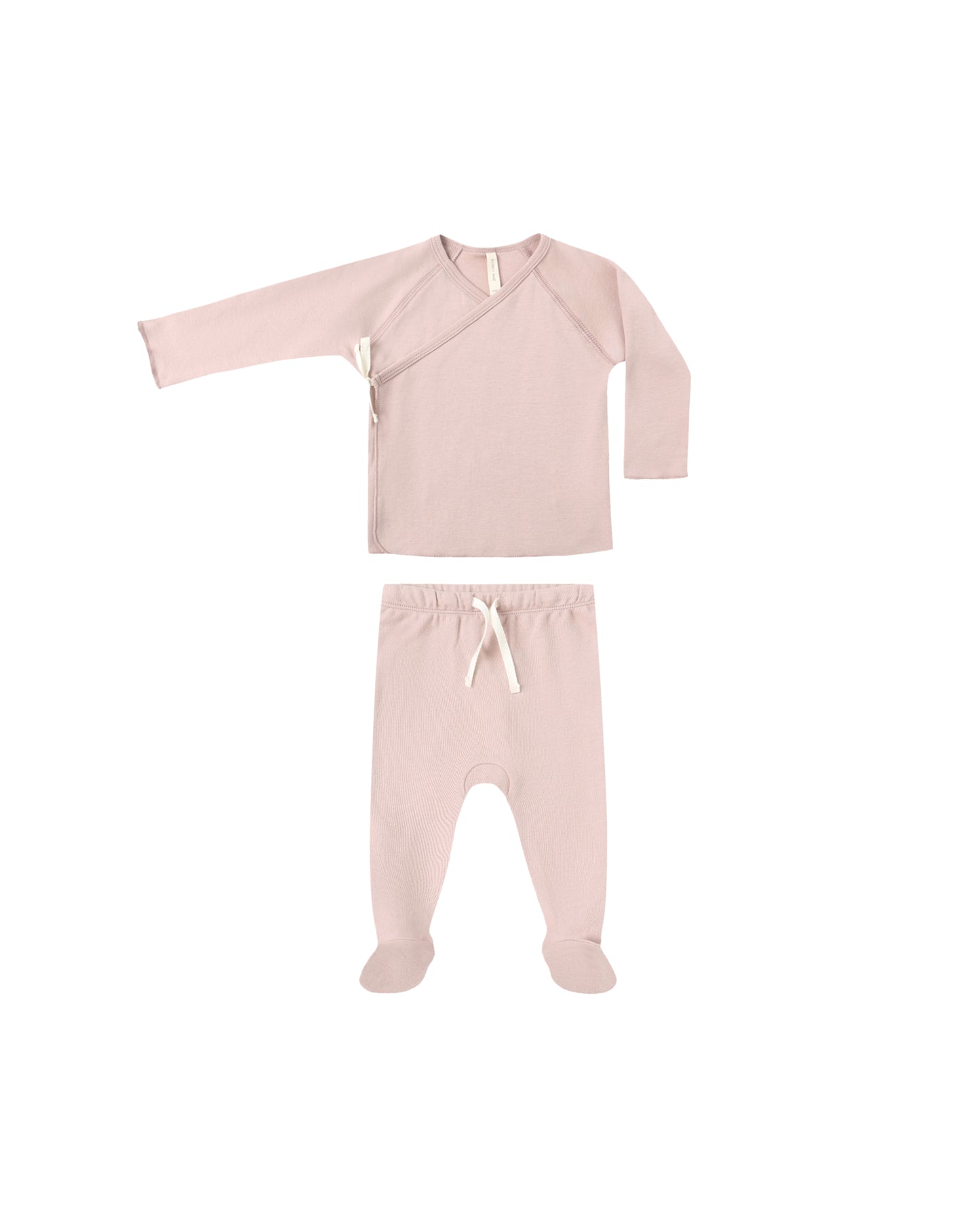 Wrap Top + Footed Pant Set || Rose- Newborn