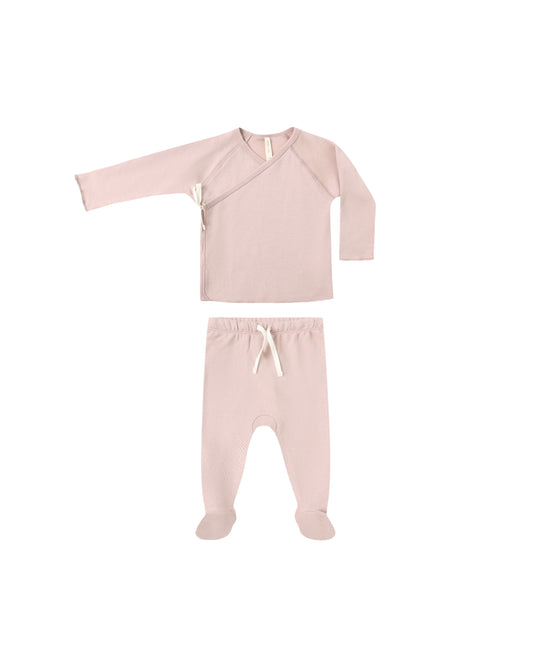 Wrap Top + Footed Pant Set || Rose- Newborn