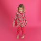 Rose Peplum Set Valentines Day Two Piece Outfit Red and Pink: (runs big!)