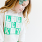 Lucky Coquette Bow St. Patrick's Day Kids Sweatshirt: Natural Heather