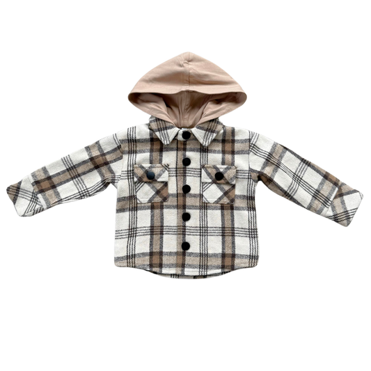 Hooded Shacket: Desert Plaid