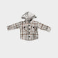 Hooded Shacket:Toffee Beige Plaid