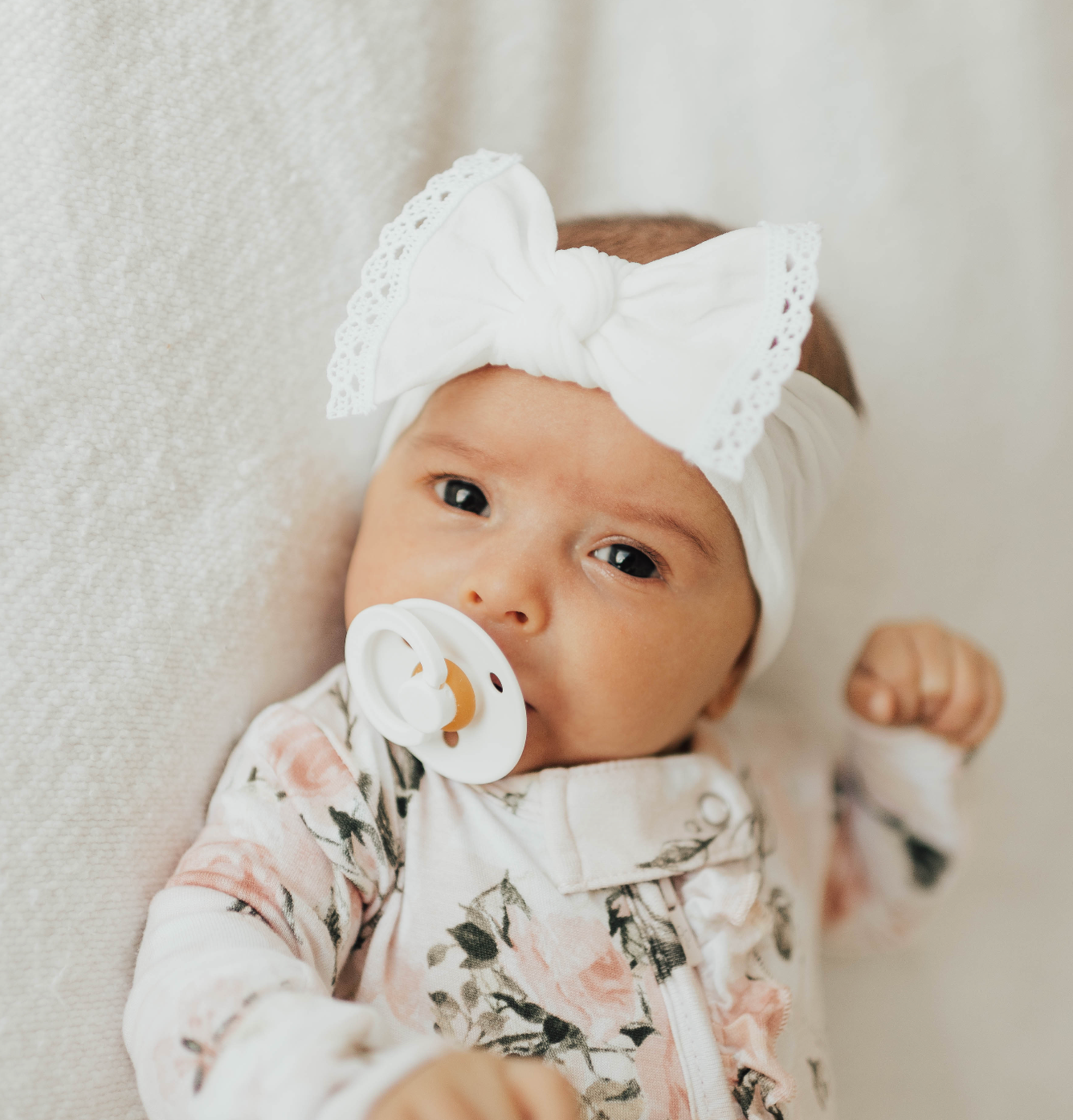 Baby Bling® Trimmed Classic Knot headband: white lace