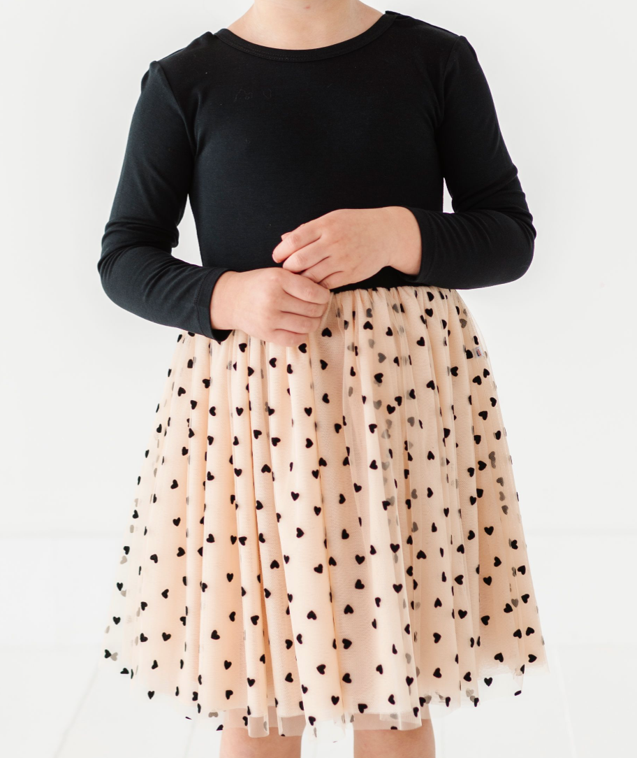 Kids Velvet Heart Dress - Girls Tulle Holiday Dress - Margot: 2