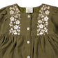 Hazel Embroidered Baby Dress & Bloomer Set (Linen Blend): Olive Green