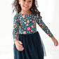 Bamboo + Tulle Dress - Girls Navy Floral Tulle Dress - Maren