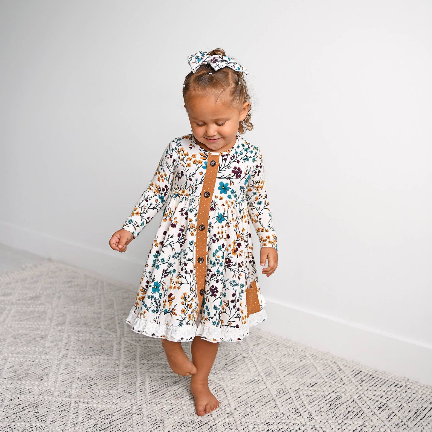 Maren Floral BUTTON DRESS Kids Fall Outfit