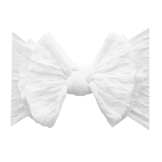 Baby Bling® Waffle FAB® textured soft nylon bow headband: White