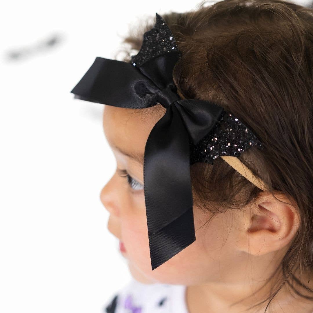 Glitter Bat Halloween Coquette Bow Baby Headband - Hair Bows