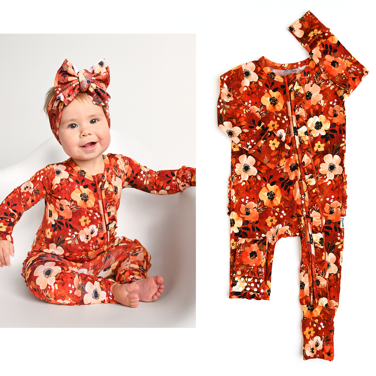 Auburn RUFFLE ZIP Bamboo Fall Sleepies Little