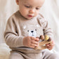 Teddy Bear Applique Baby Raglan Pullover (Organic Cotton): Oat Heather