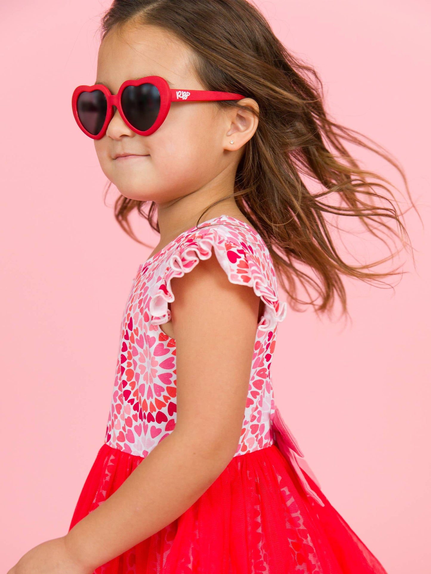 Girls Red Heart Shaped Sunglasses: Red / 2T-10