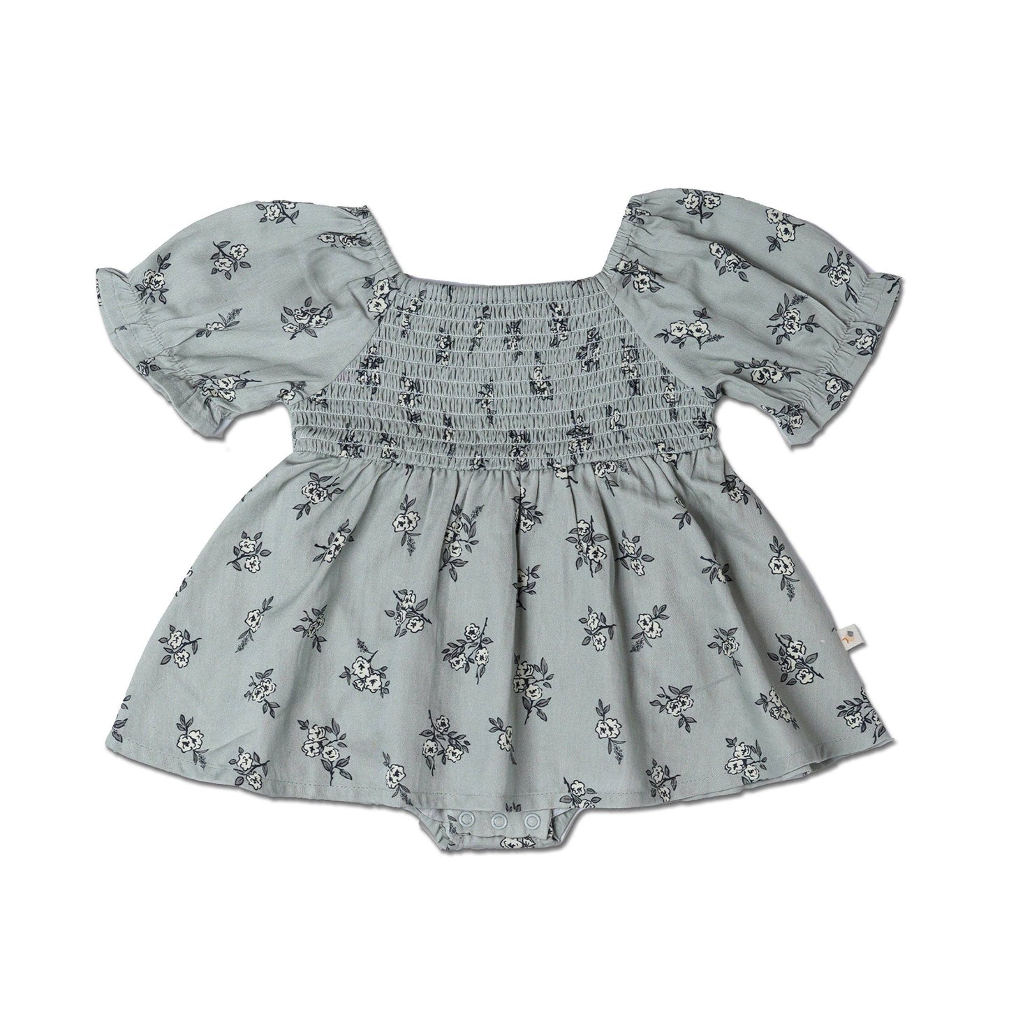 Organic Smocked Dress - Sage Bloom