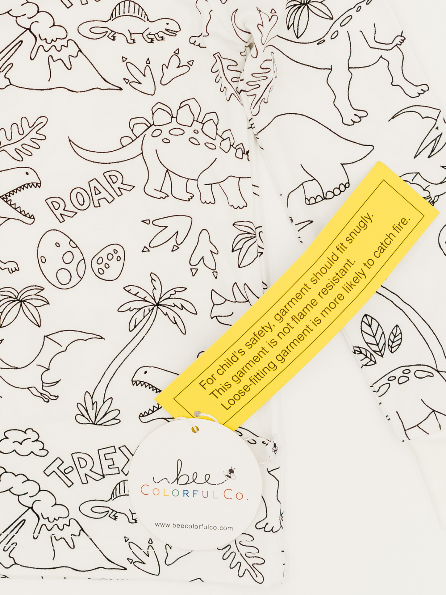 Dinosaur Coloring Pajamas 2 piece set made from Bamboo