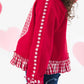 Girls Heart Red Gingham Applique Ruffle Bow Sweatshirt: Red
