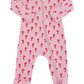 Pink Candy Cane / Organic Pointelle 2-Way Zip Footie