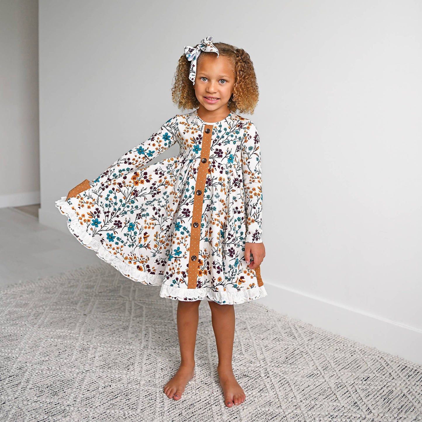 Maren Floral BUTTON DRESS Kids Fall Outfit