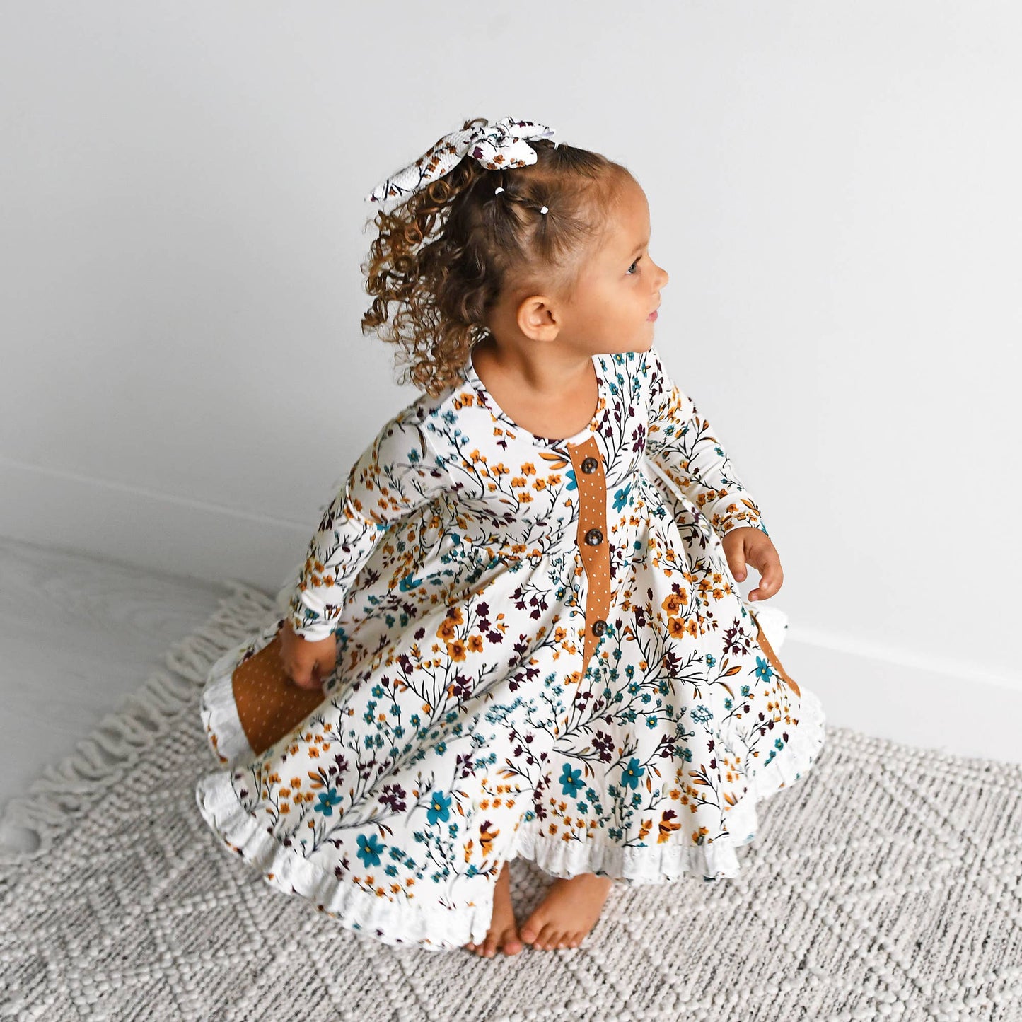 Maren Floral BUTTON DRESS Kids Fall Outfit
