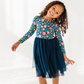 Bamboo + Tulle Dress - Girls Navy Floral Tulle Dress - Maren