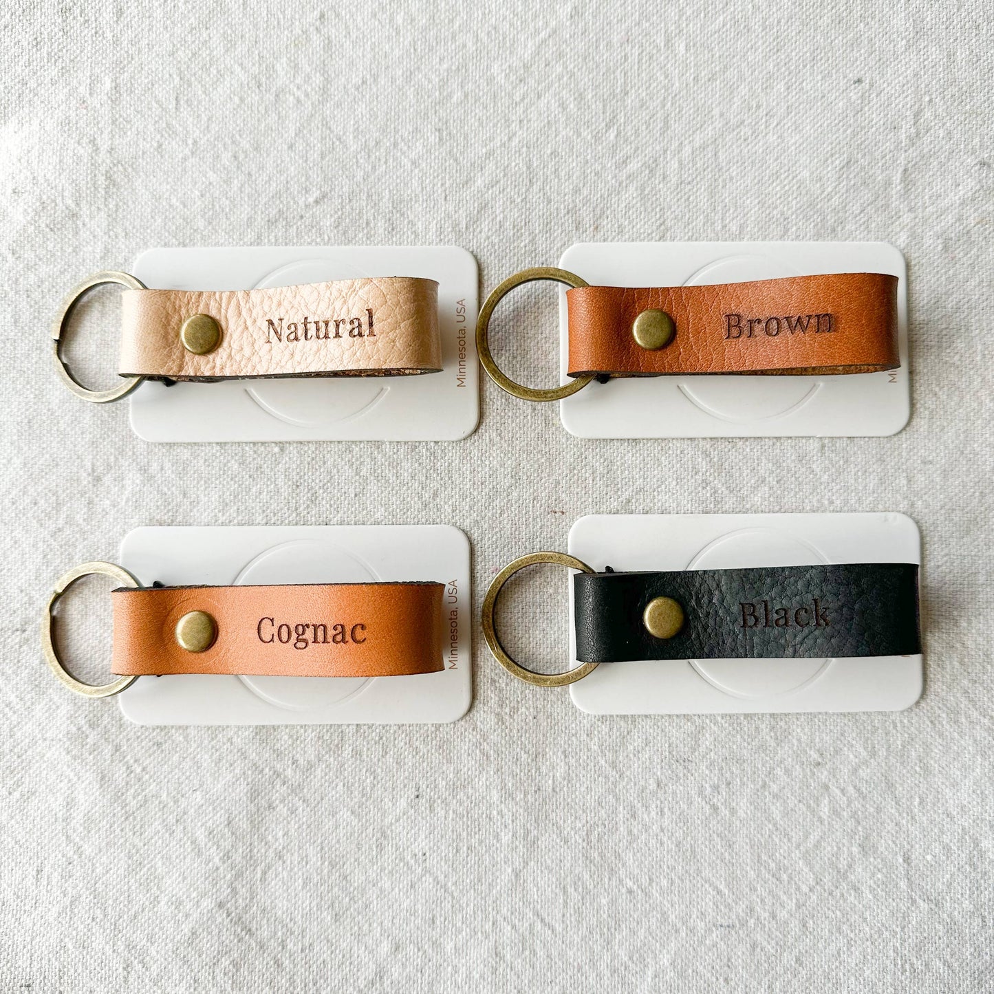 Leather keychain | Mama: Cognac