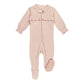 Organic Smocked Zipper Footie in Rosewater Dots