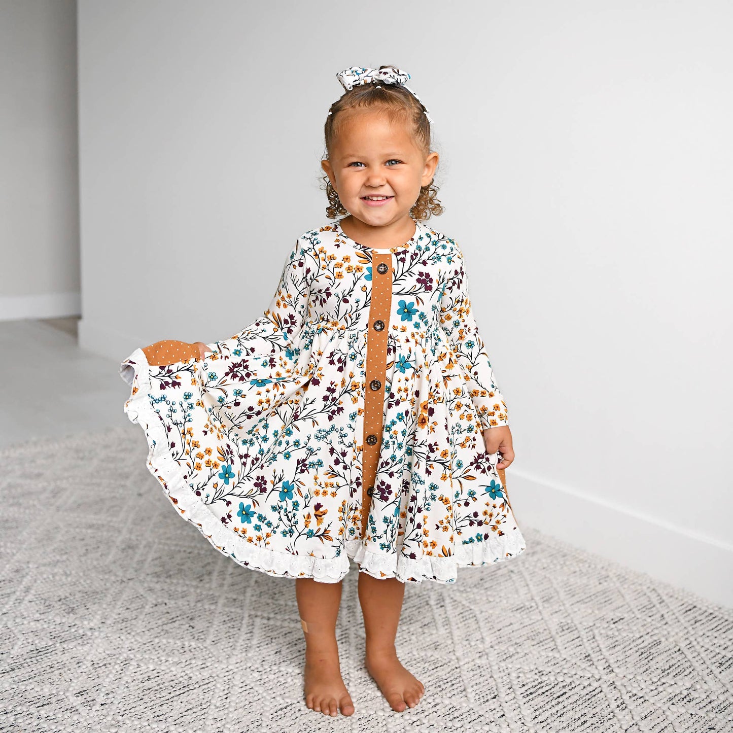 Maren Floral BUTTON DRESS Kids Fall Outfit