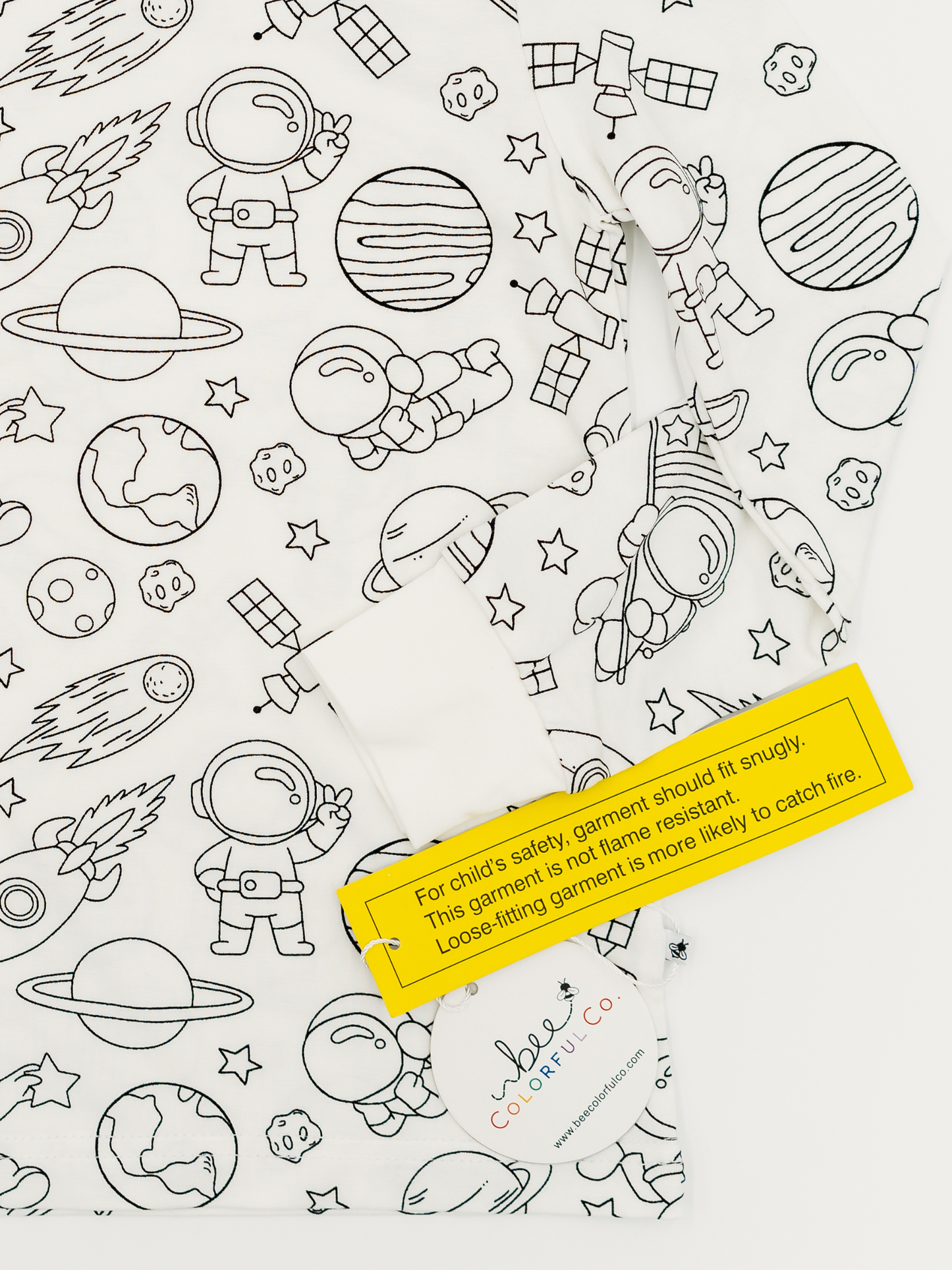 Space Coloring Pajamas 2 piece set made from Bamboo