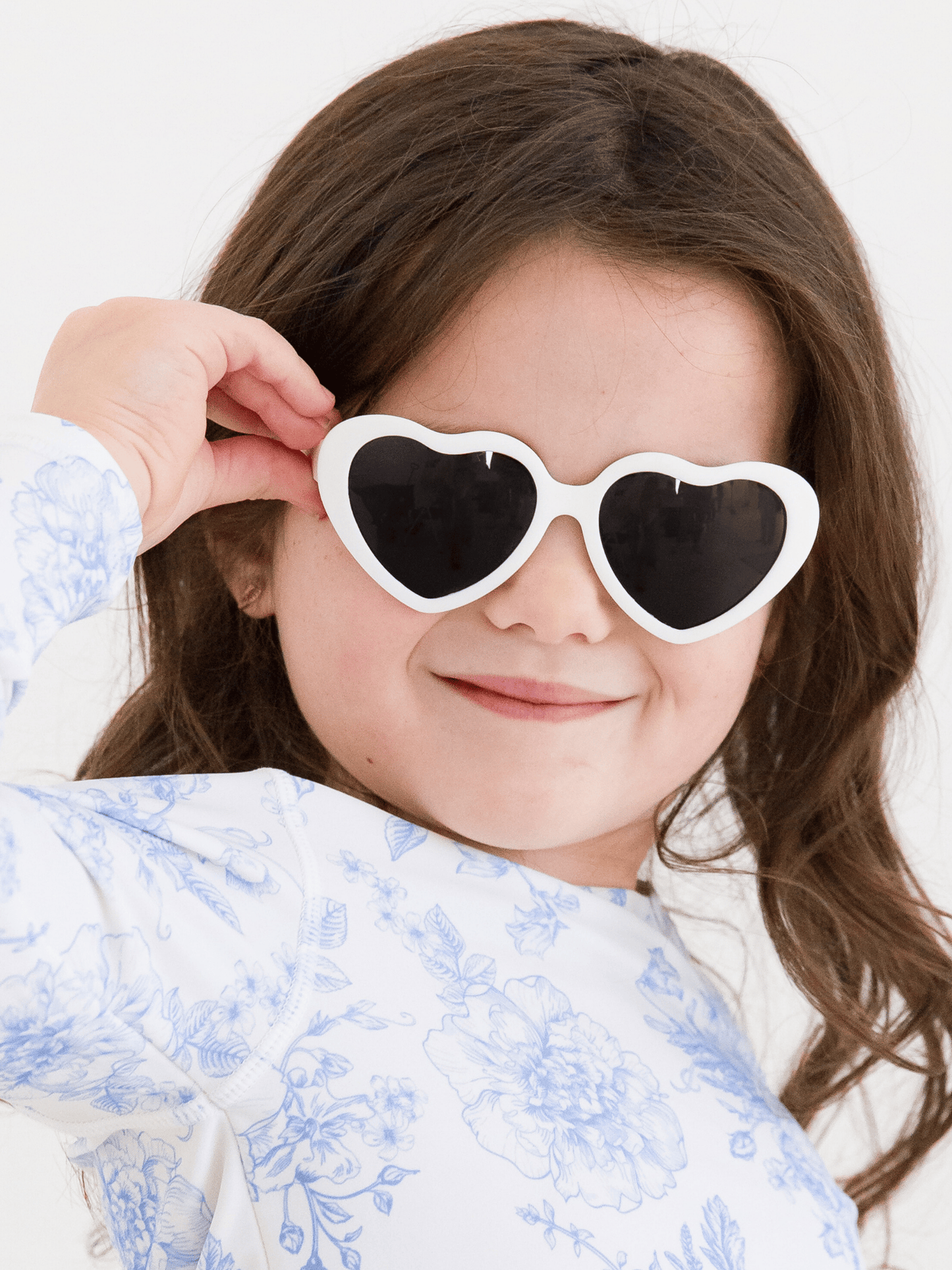 Girls White Heart Shaped Sunglasses: White / 2T-10