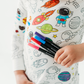 Space Coloring Pajamas 2 piece set made from Bamboo