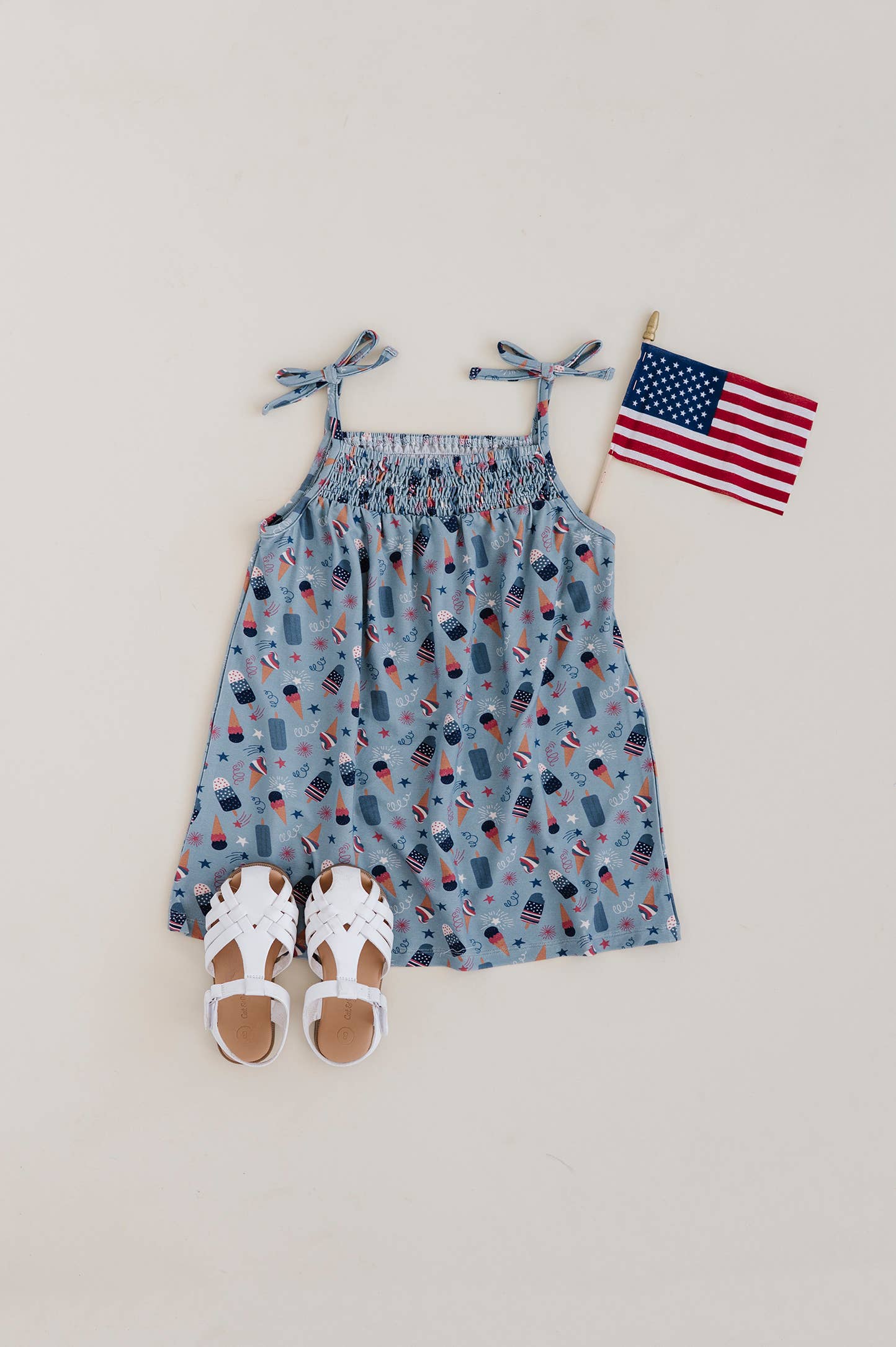 S24 Americana: Girl's Smocked Dress Fourth of July Treats