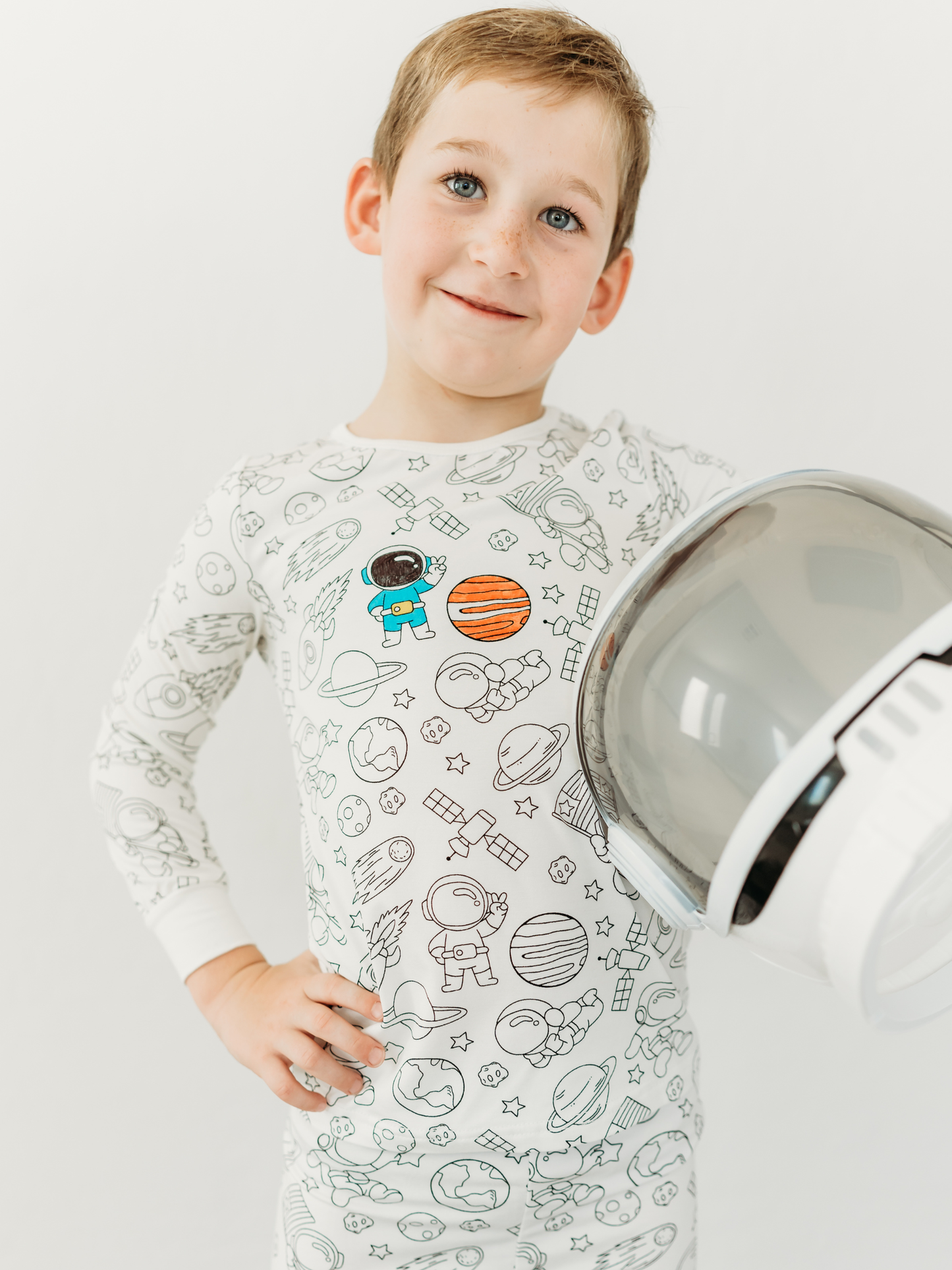 Space Coloring Pajamas 2 piece set made from Bamboo