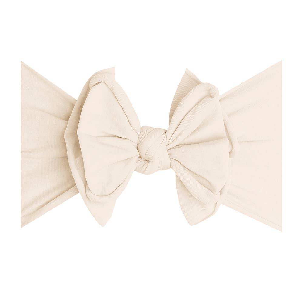 FAB-BOW-LOUS® soft nylon/spandex bow headband: oatmeal