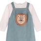 Lion Applique Sweater Knit Baby Overall Set (Organic Cotton): Ocean Teal