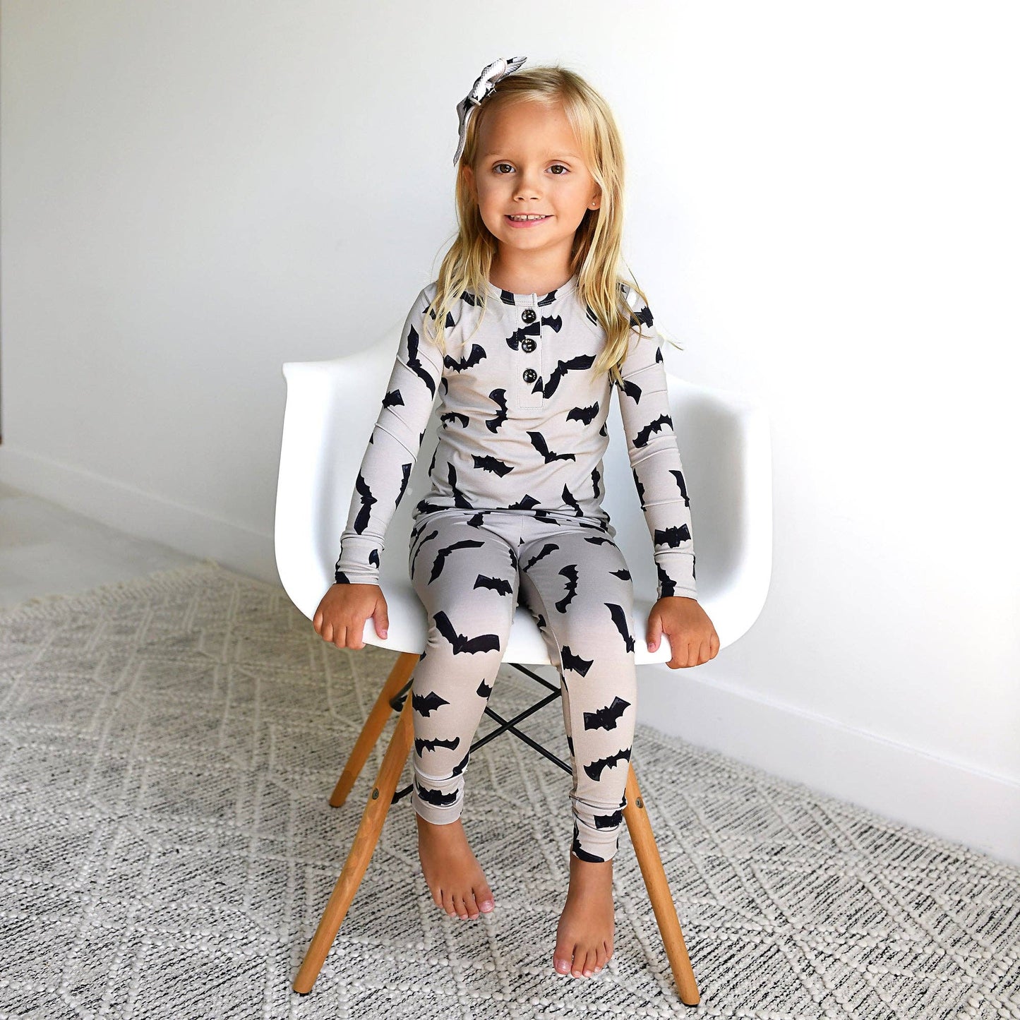 Vlad Gray Bats TWO PIECE Bamboo Halloween Kids Lounge Set