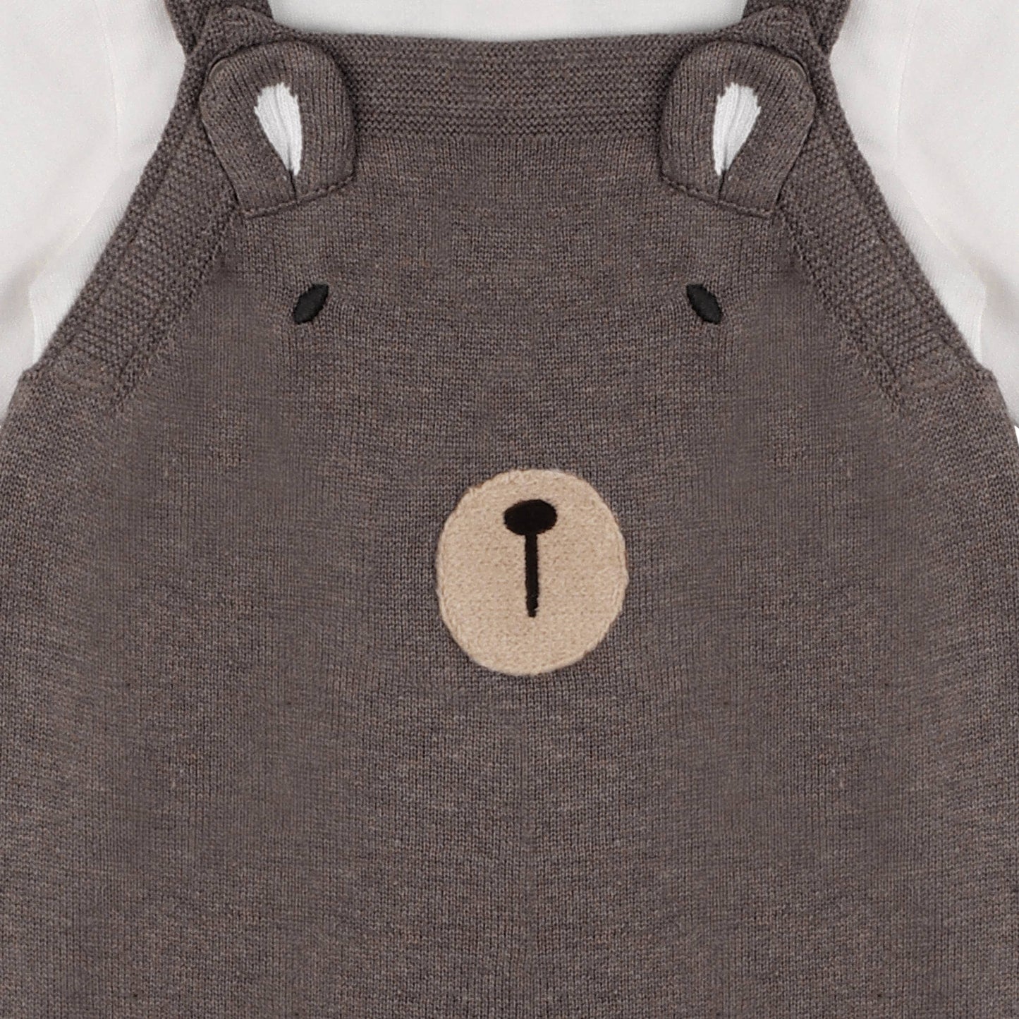 Bear Sweater Knit Baby Overall & Bodysuit Set (Organic): Cocoa Heather