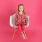 Rose Peplum Set Valentines Day Two Piece Outfit Red and Pink: (runs big!)