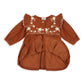 Floral Embroidered Corduroy Baby Dress & Bloomer (Organic)/ Rust Brown