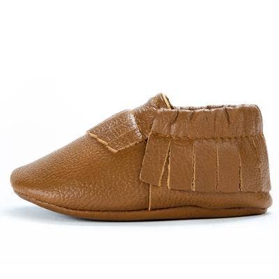 Baby Moccasins - Genuine Leather Baby Shoes (Classic Brown)