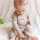 Teddy Bear Applique Baby Raglan Pullover (Organic Cotton): Oat Heather