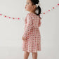 Girl's Long Sleeve Ruffle Dress: Checkered Girl's Hearts