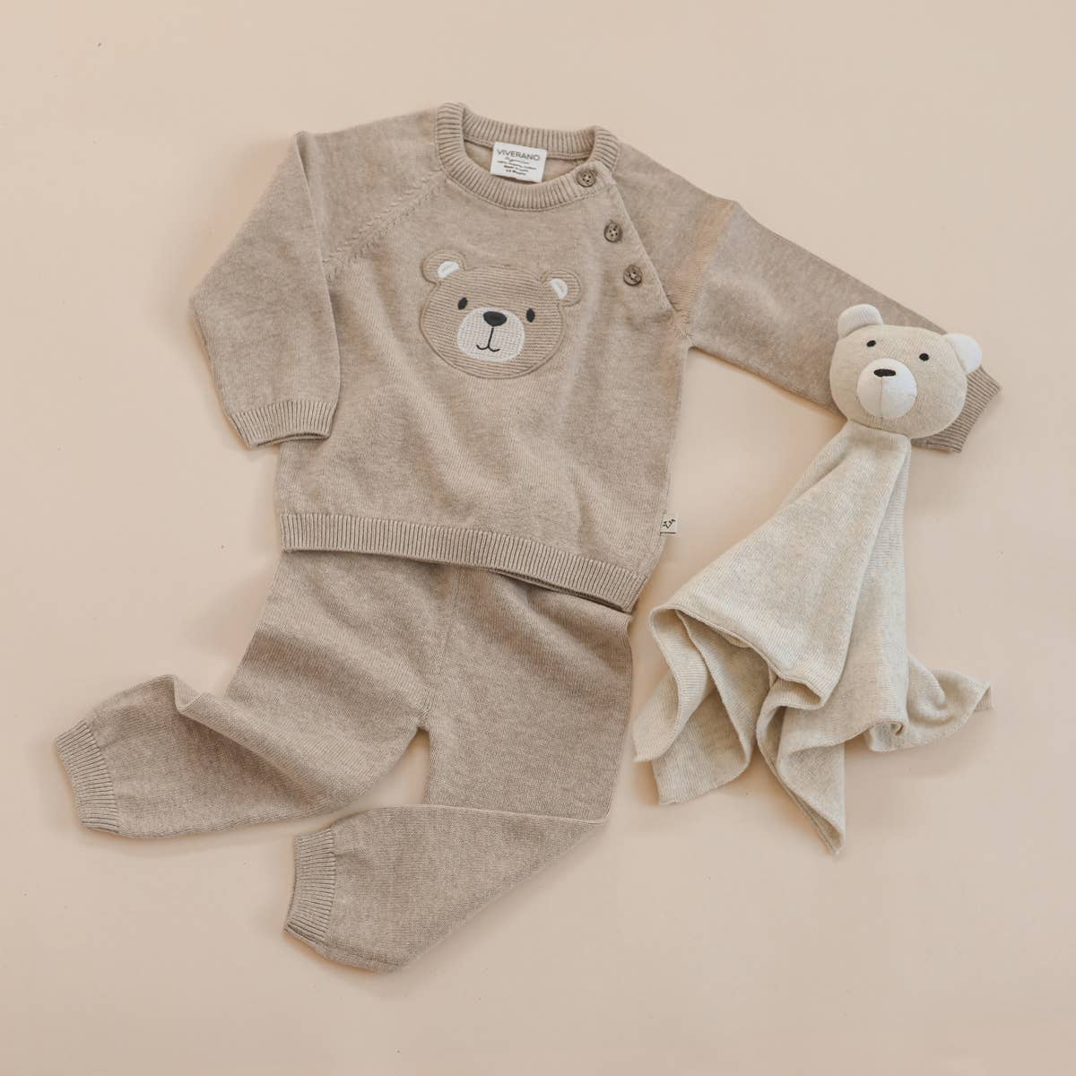 Teddy Bear Applique Baby Raglan Pullover (Organic Cotton): Oat Heather
